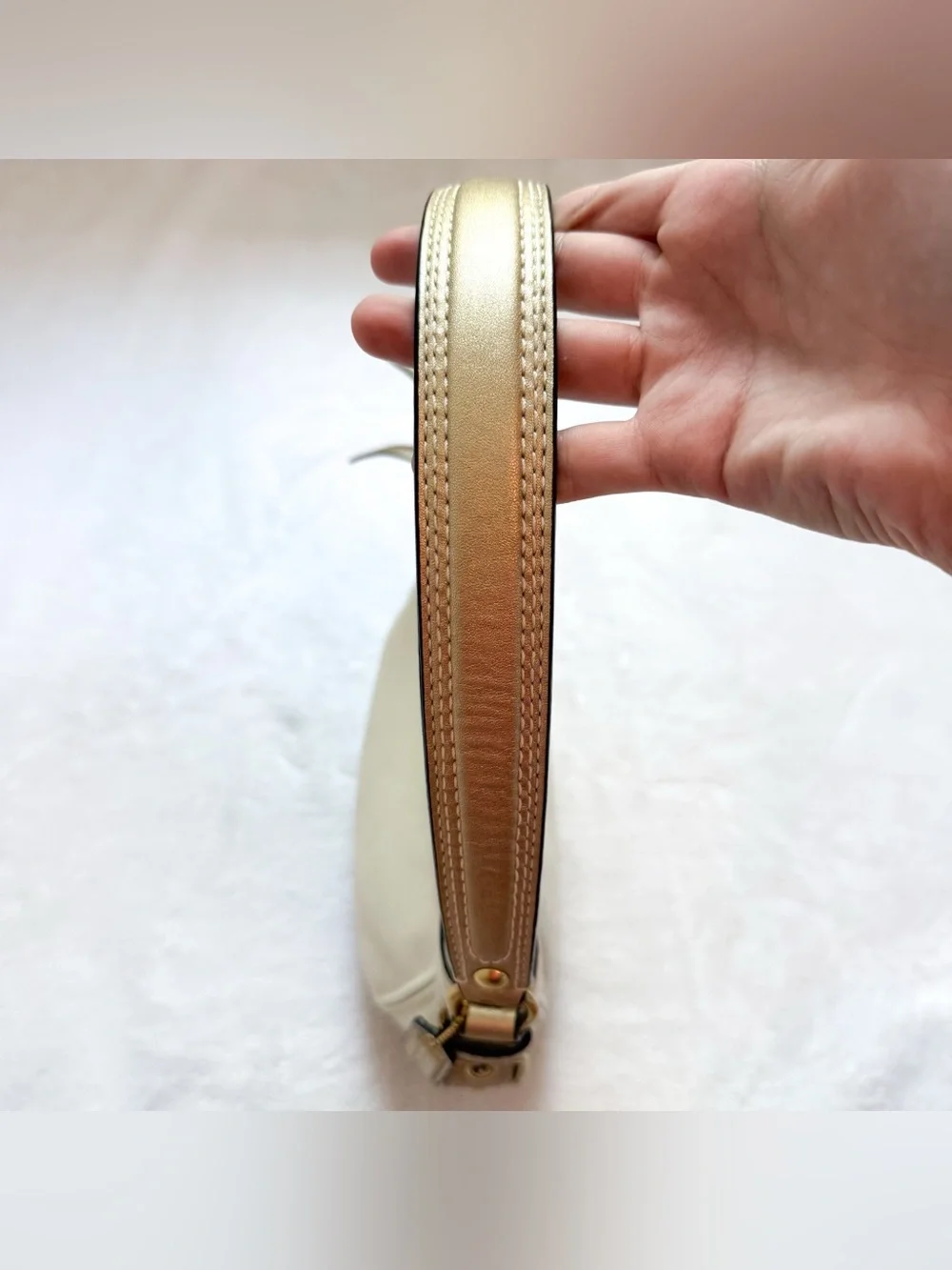 Coach Zoe Y2K White Pearl / Gold Leather Mini Hobo Shoulder Bag 2009 EUC 41864 - Picture 9 of 15